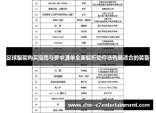 足球服装购买指南与要求清单全面解析助你选购最适合的装备